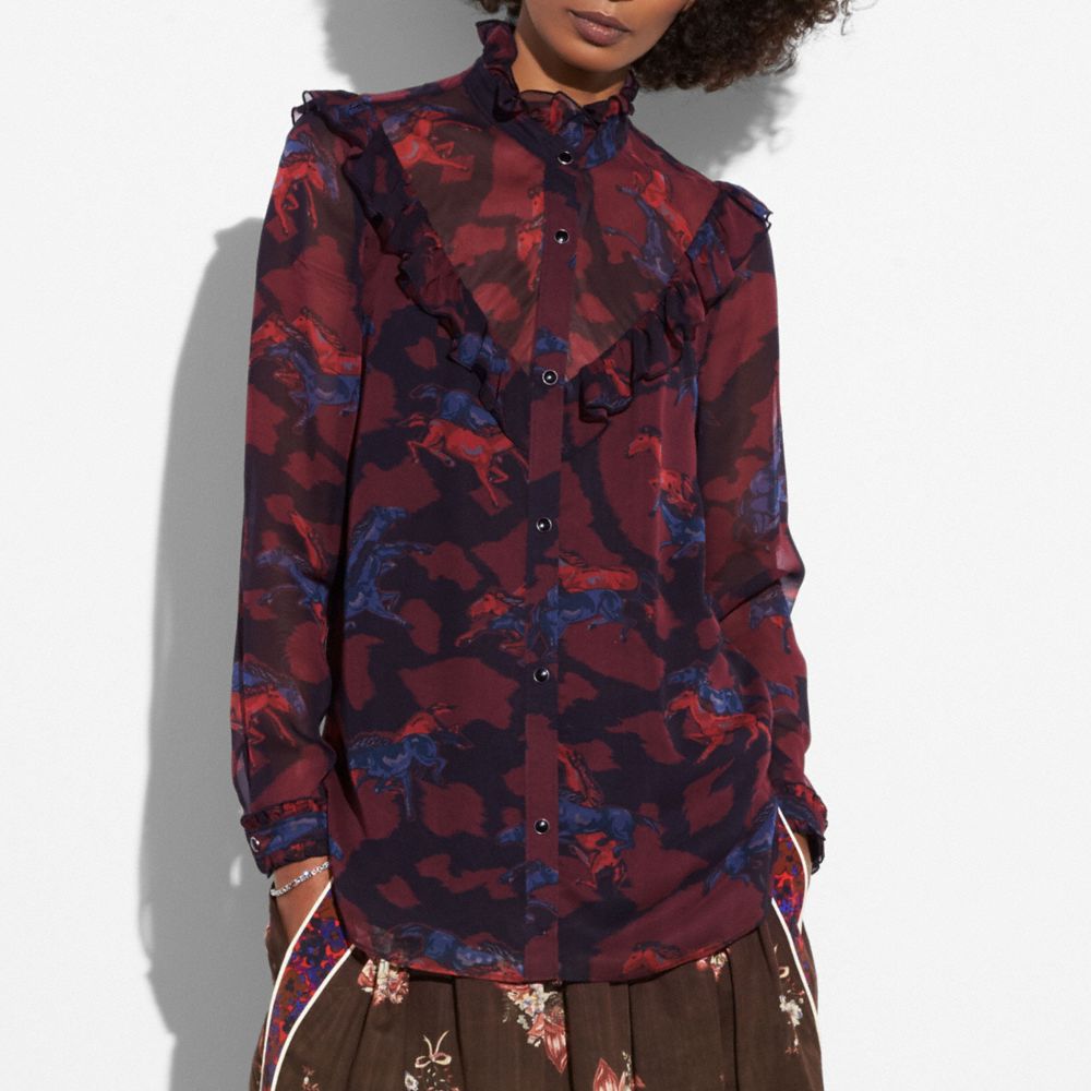 COACH Horse Print Western Blouse