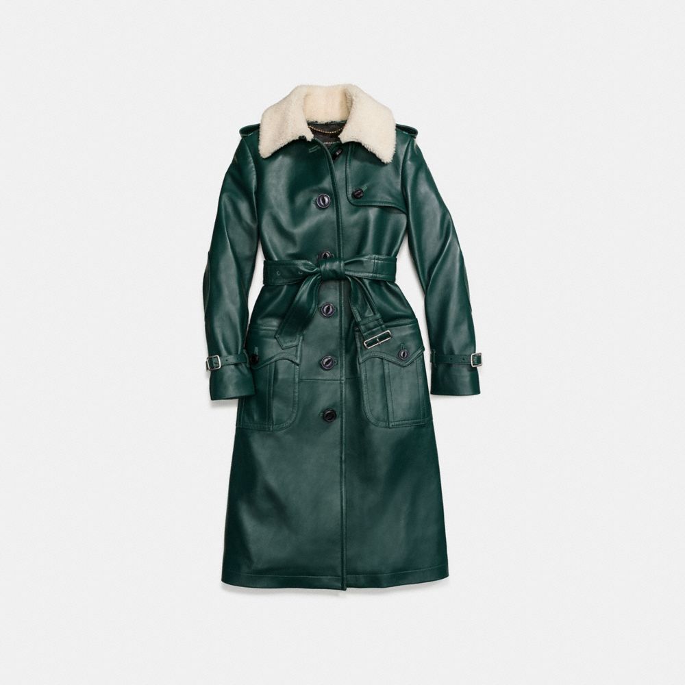 COACH Leather Trench Coat