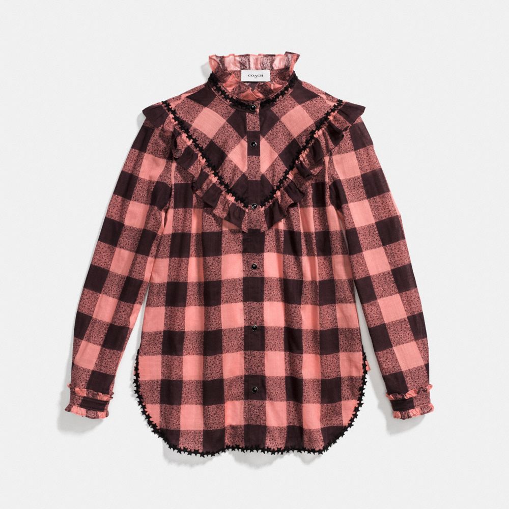 Prairie Check Western Blouse COACH