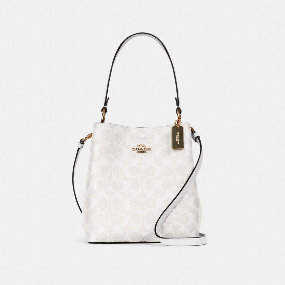 Small Town Bucket Bag In Signature Canvas, Gold/Chalk/Glacierwhite, ProductTile