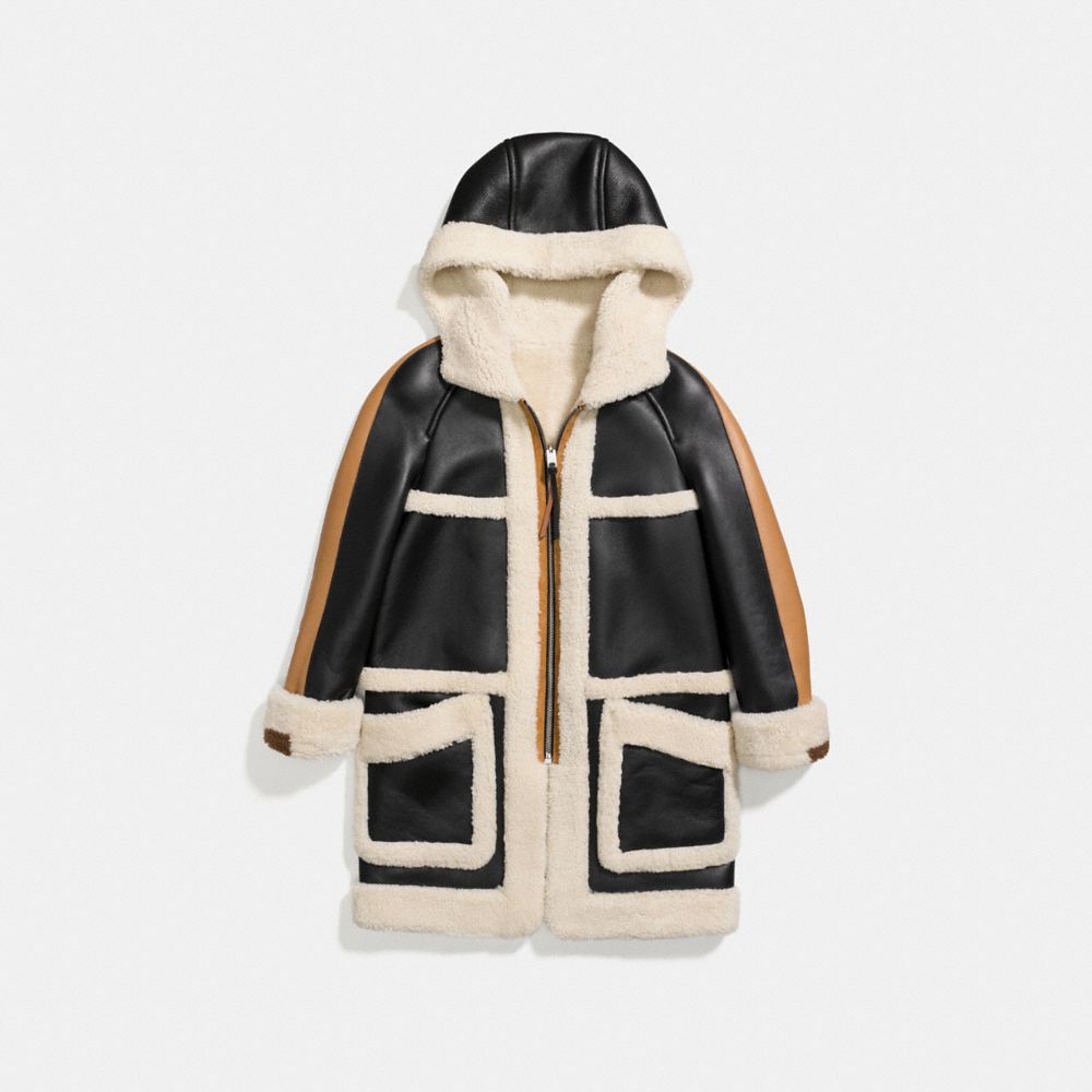 coach reversible shearling parka