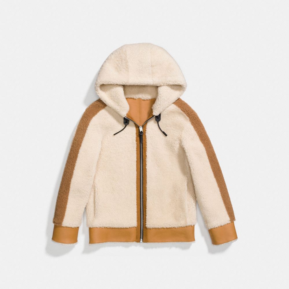 coach reversible shearling hoodie