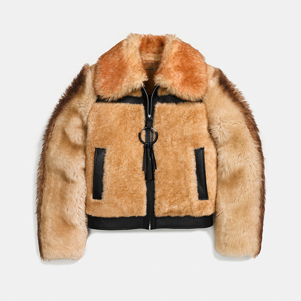 COACH: Pieced Shearling Bomber