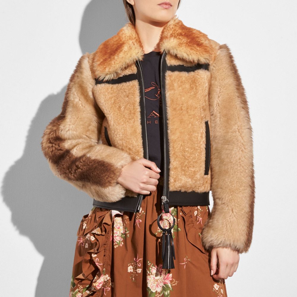 pieced shearling blouson