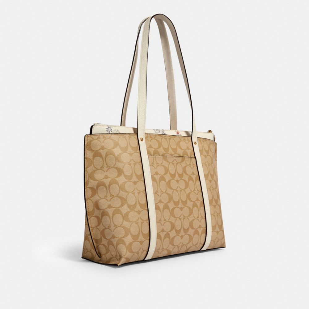 MAY TOTE IN SIGNATURE CANVAS WITH DANDELION FLORAL PRINT | COACH® Outlet