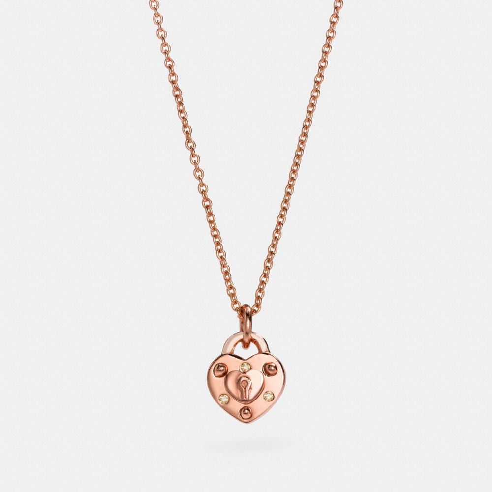 COACH Mini DemiFine Padlock Heart Necklace