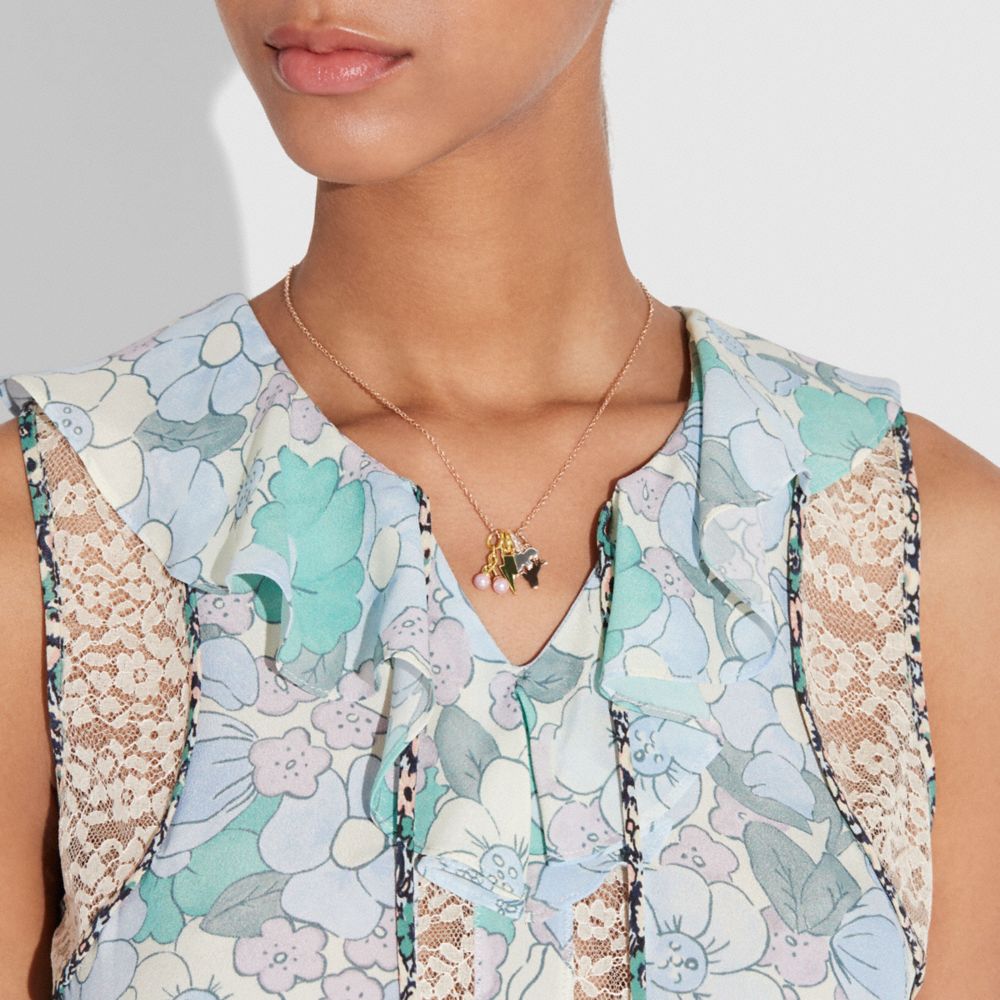 COACH Demifine Miniature Charm Toggle Necklace