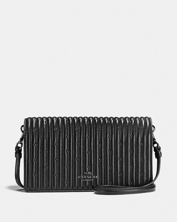 Coach Foldover Crossbody Clutch With Quilting and Rivets