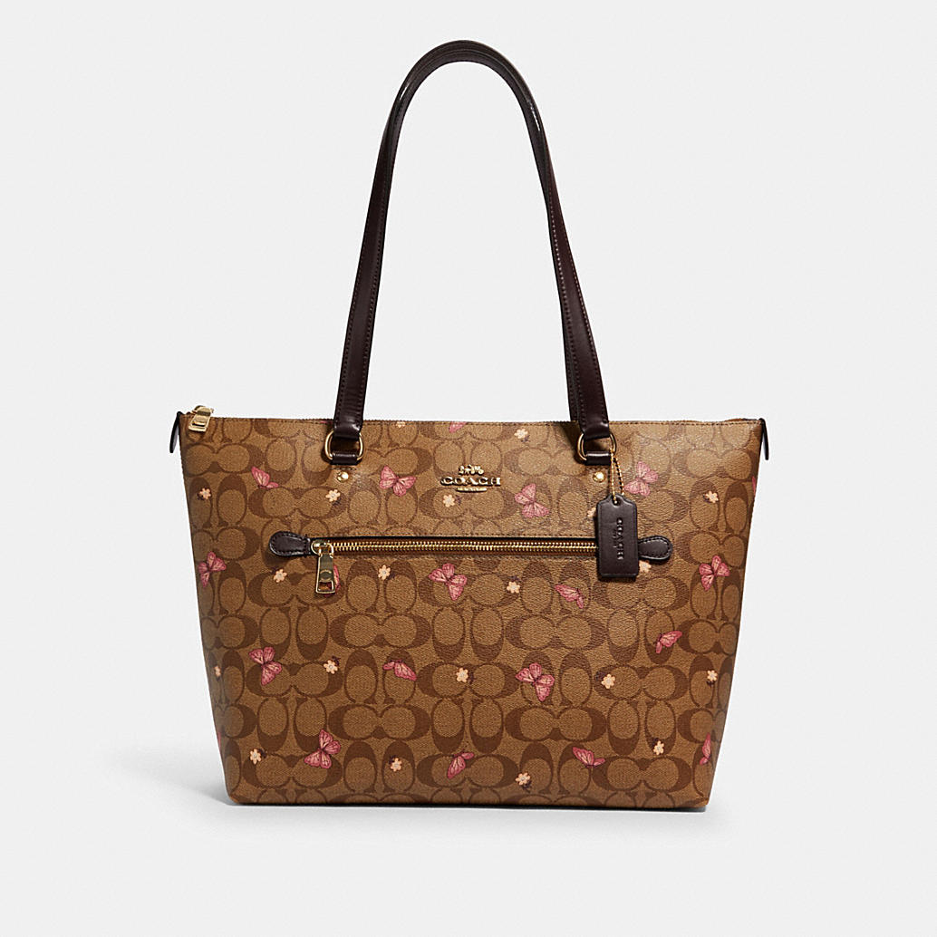 COACH® Outlet GALLERY TOTE IN SIGNATURE CANVAS WITH BUTTERFLY PRINT