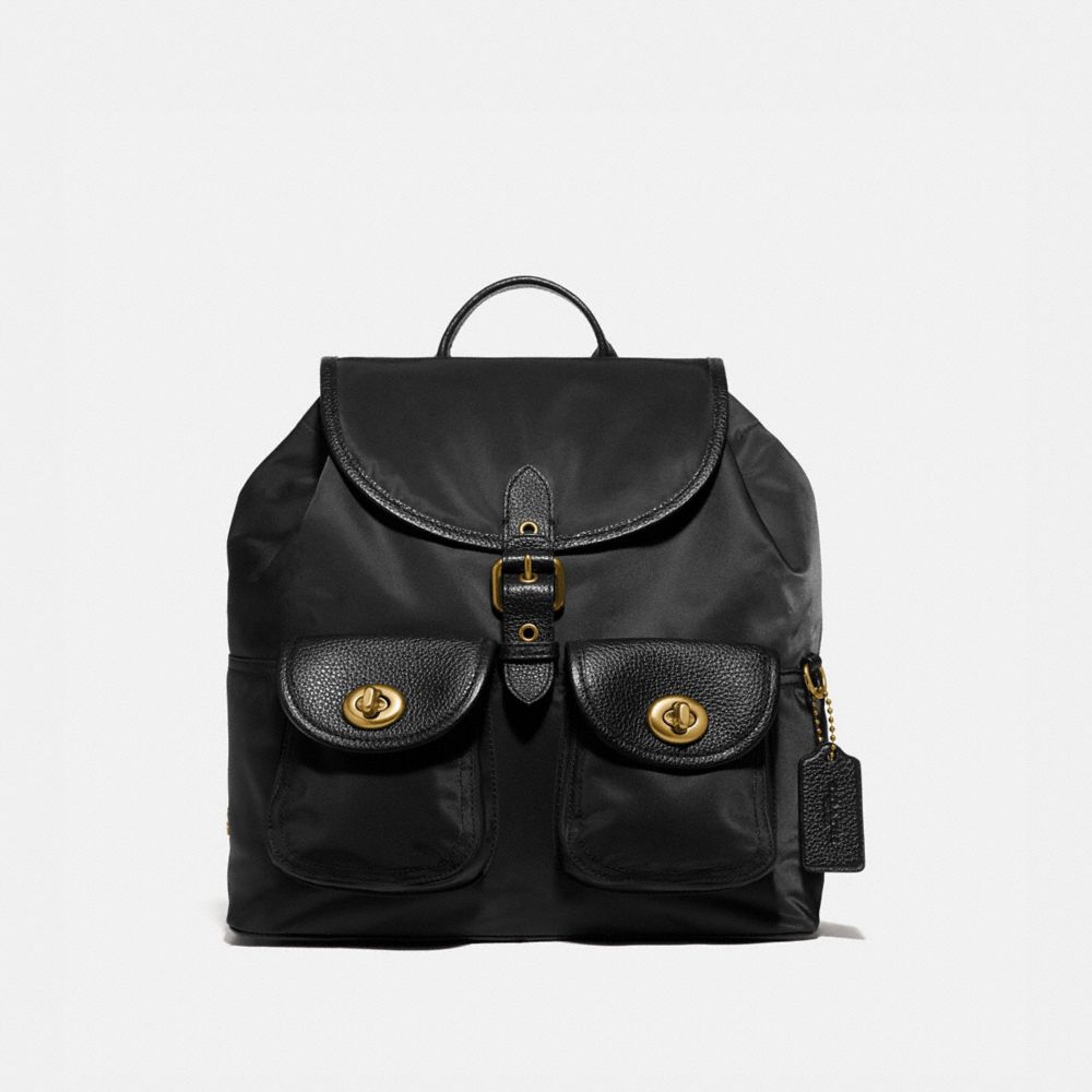 coach nylon backpack black