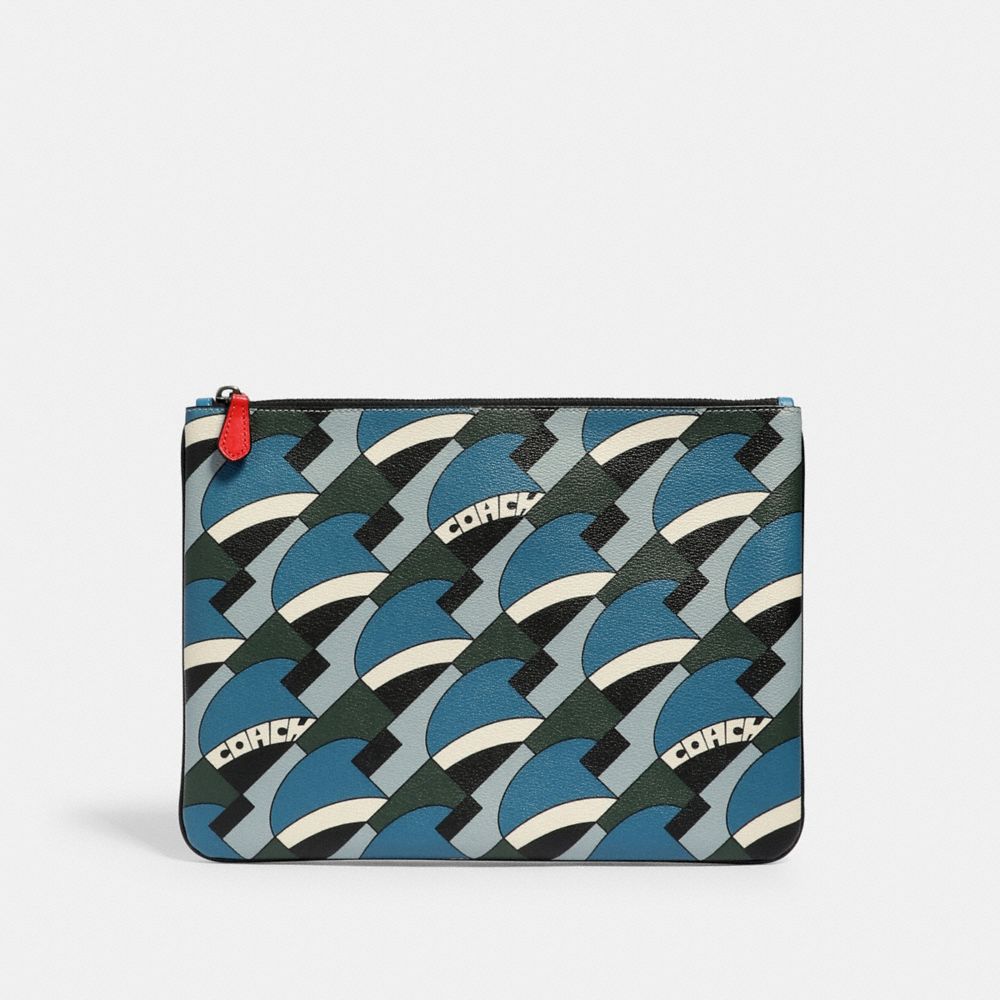 Large Pouch With Deco Bridge Geo Print Coach Outlet