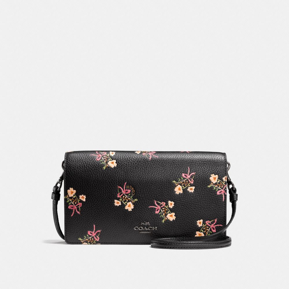 COACH Foldover Crossbody Clutch With Floral Bow Print