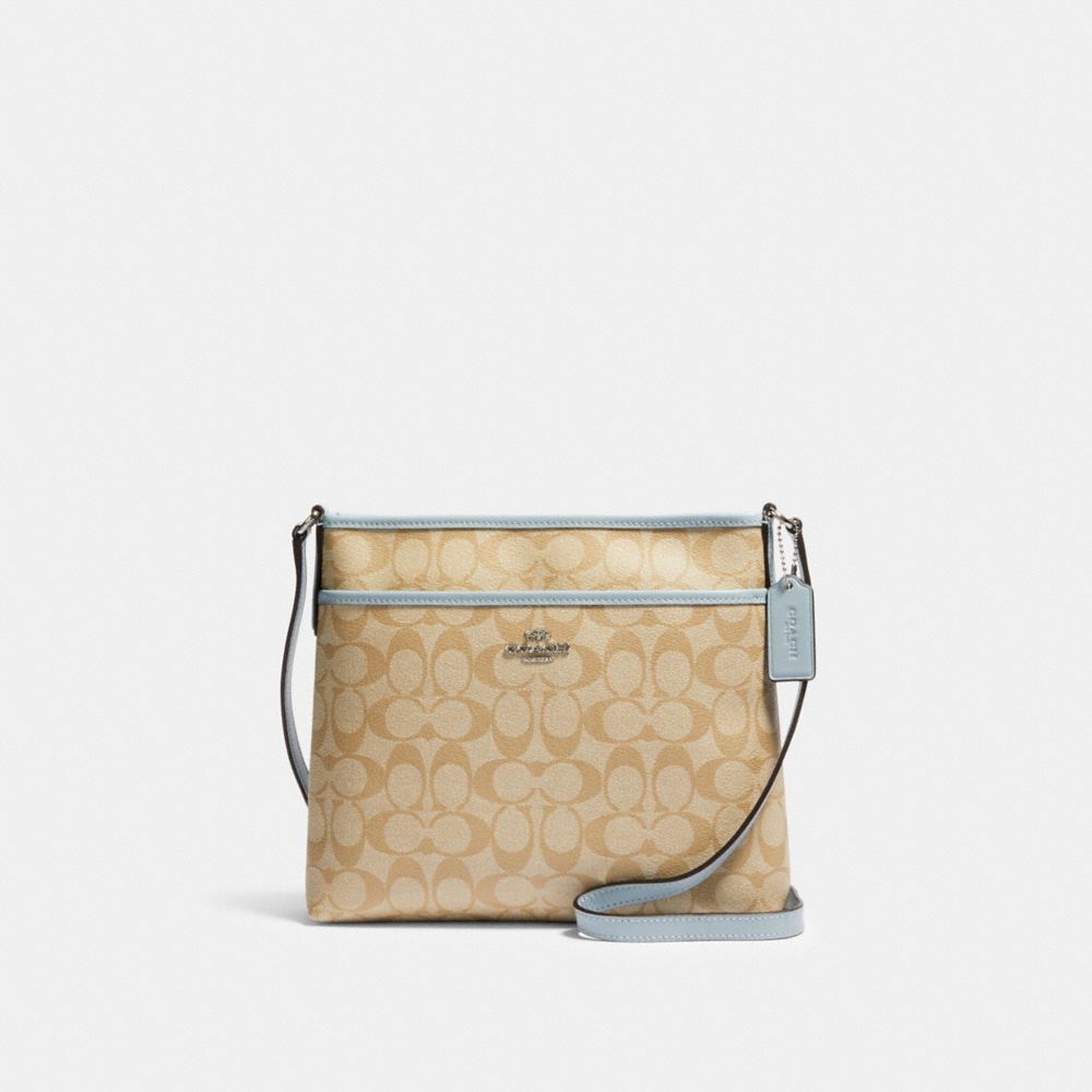 coach signature zip file crossbody bag