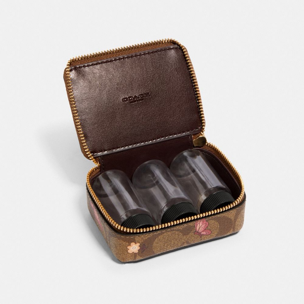 COACH Triple Pill Box In Signature Canvas With Butterfly Print