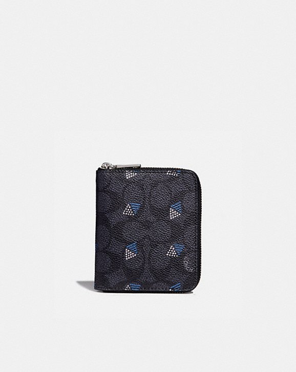 COACH: Small Zip Around Wallet in Signature Canvas With Dot Diamond Print