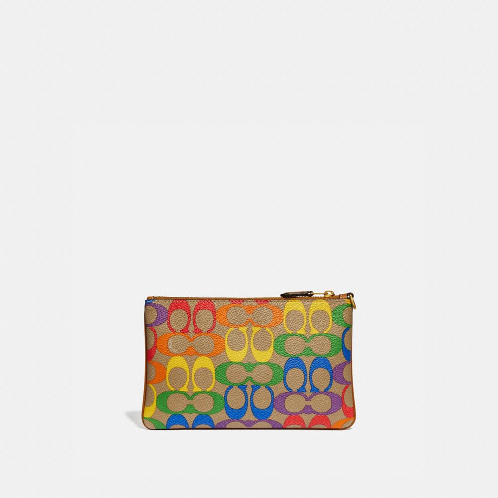 COACH Small Wristlet In Rainbow Signature Canvas