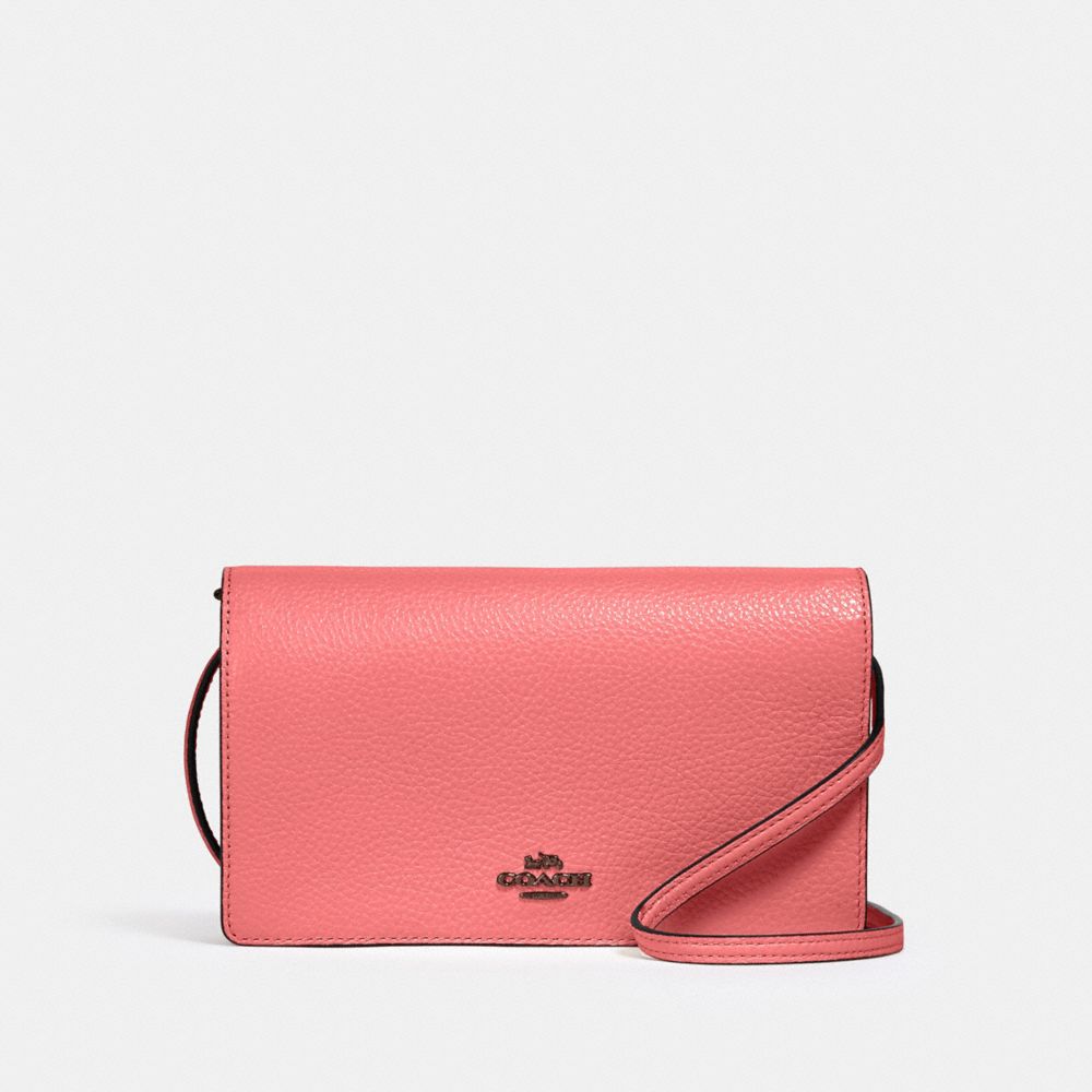 coach crossbody clutch in pebble leather