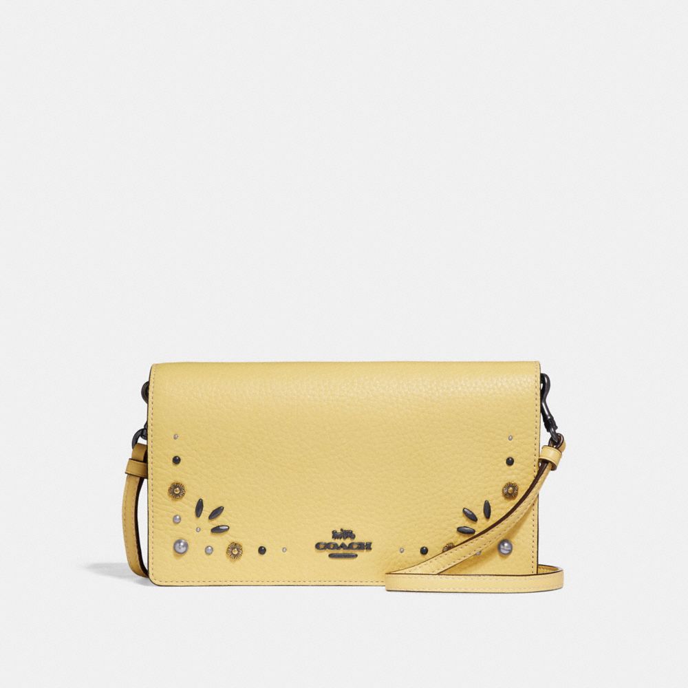 hayden foldover crossbody clutch with rivets