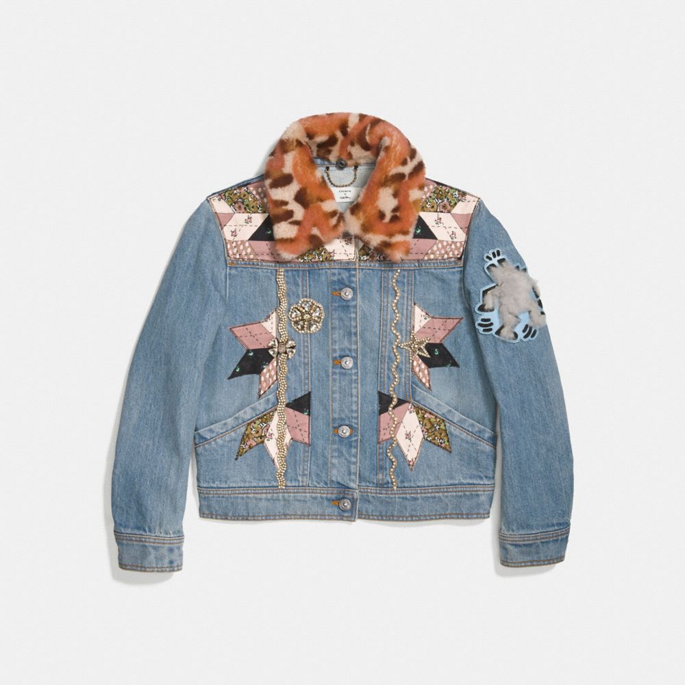 patchwork denim jacket womens
