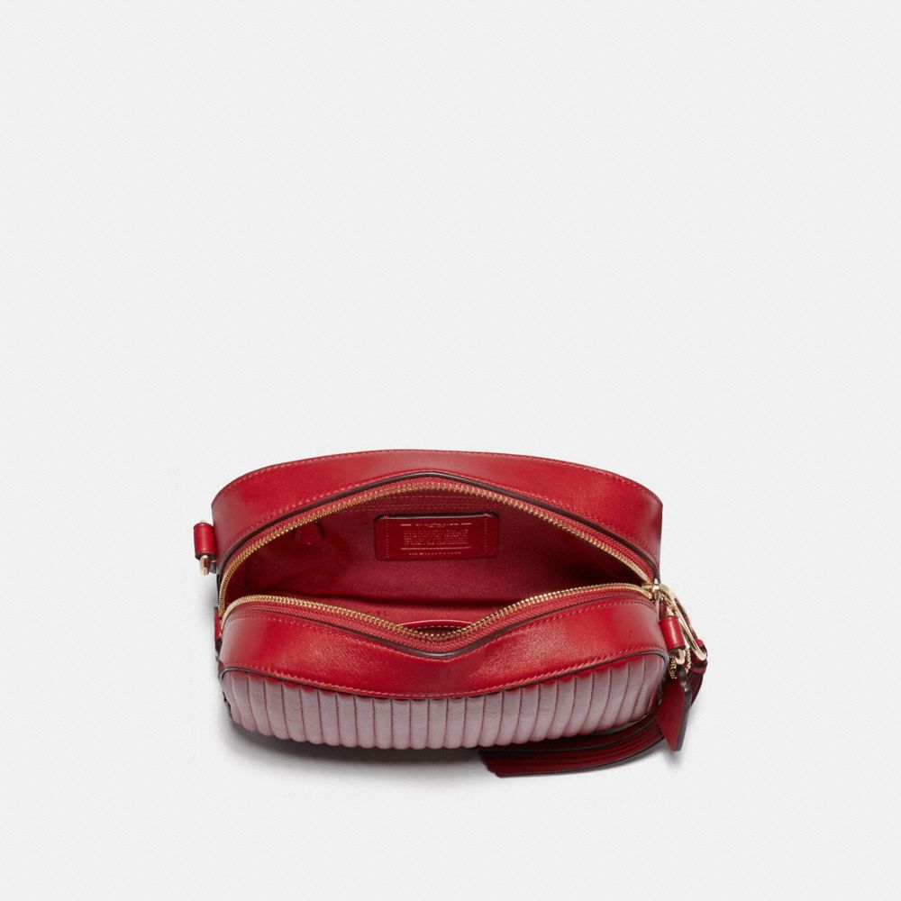 coach red quilted camera bag