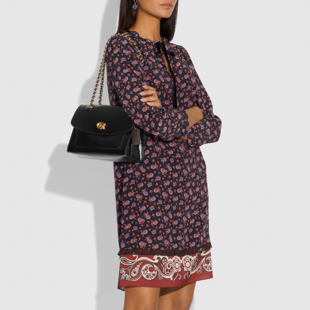 coach parker shoulder bag in patent leather