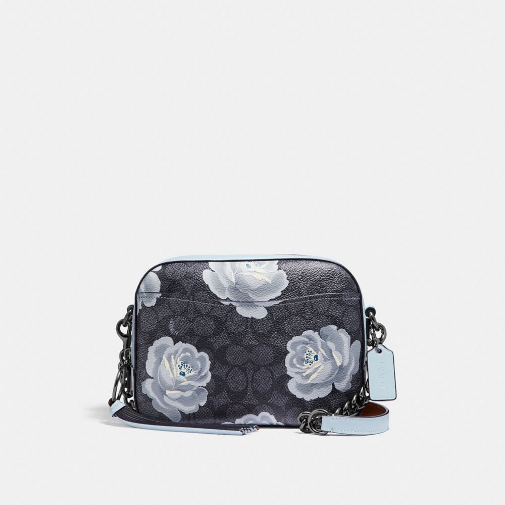 coach rose print camera bag