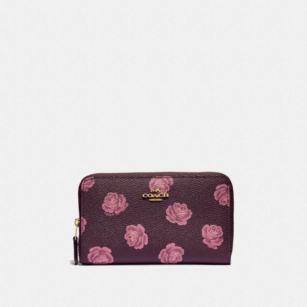 COACH Medium Zip Around Wallet With Rose Print