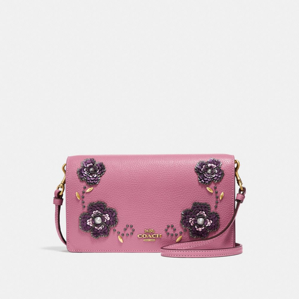 COACH Foldover Crossbody Clutch With Leather Sequin Applique