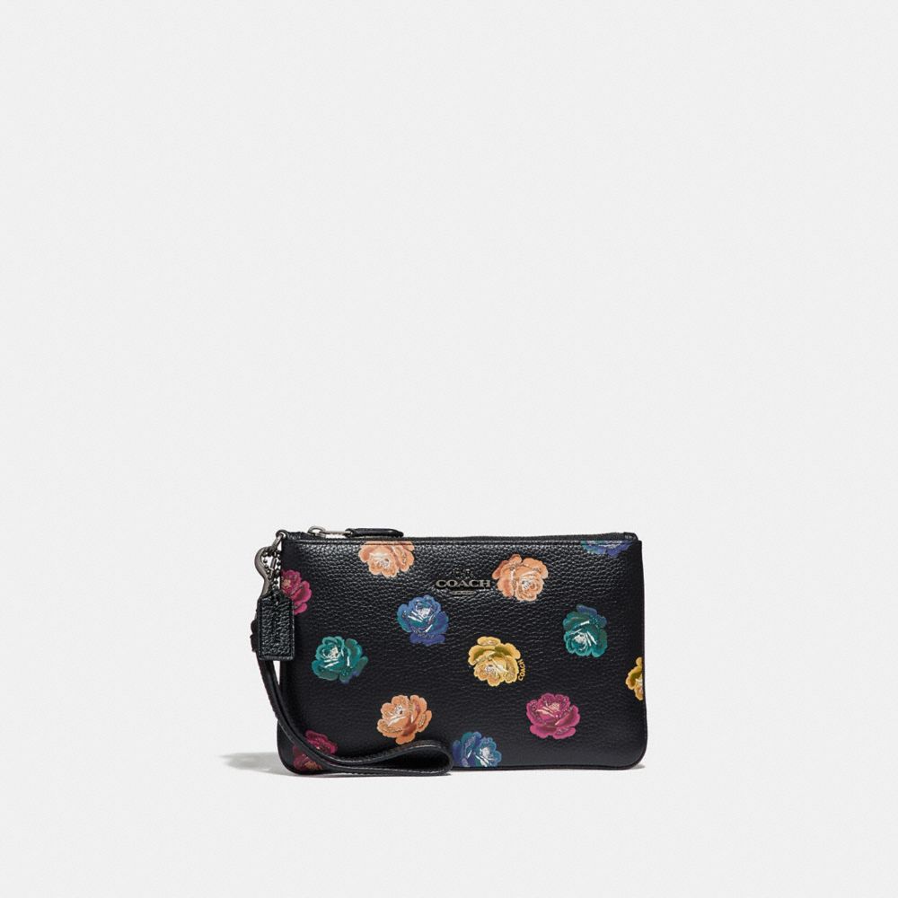 COACH Small Wristlet With Rainbow Rose Print