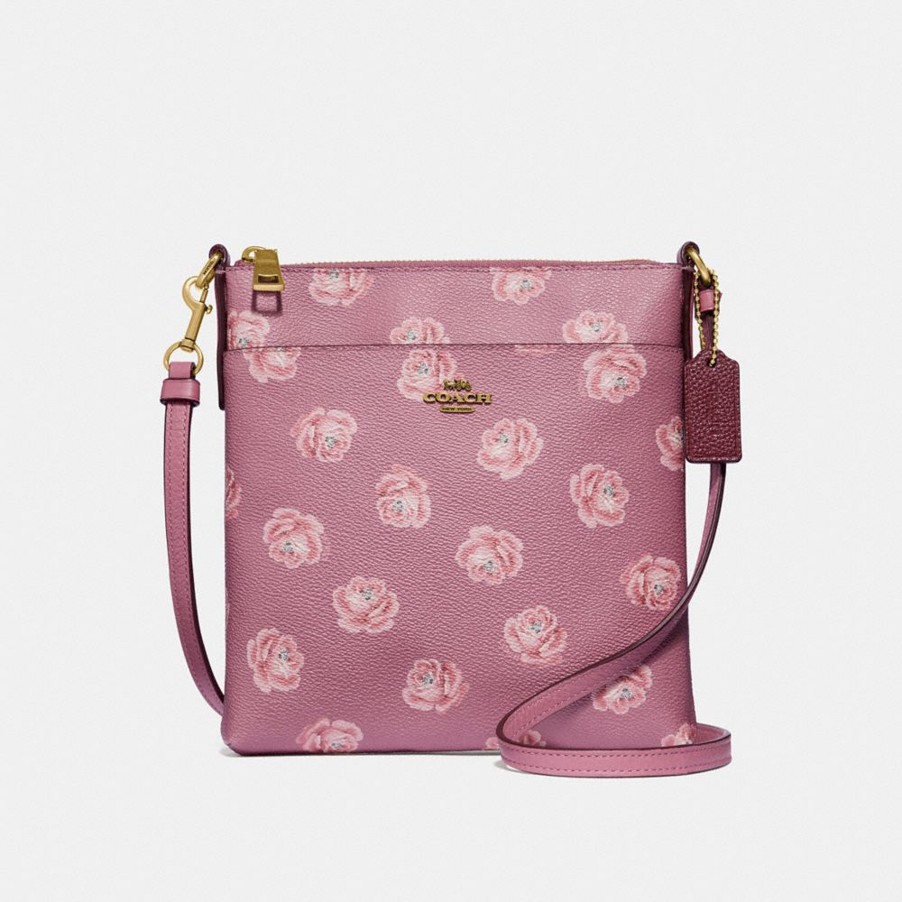 coach kitt messenger crossbody rose print chalk