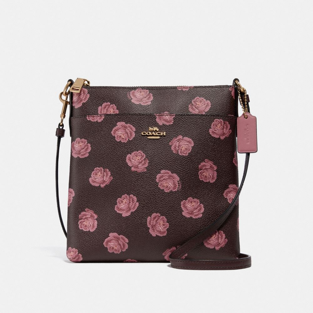 coach kitt messenger crossbody rose print chalk