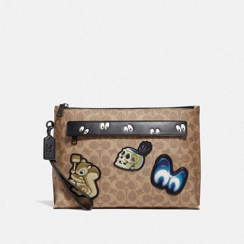 DISNEY X COACH CARRYALL POUCH WITH SIGNATURE PATCHWORK