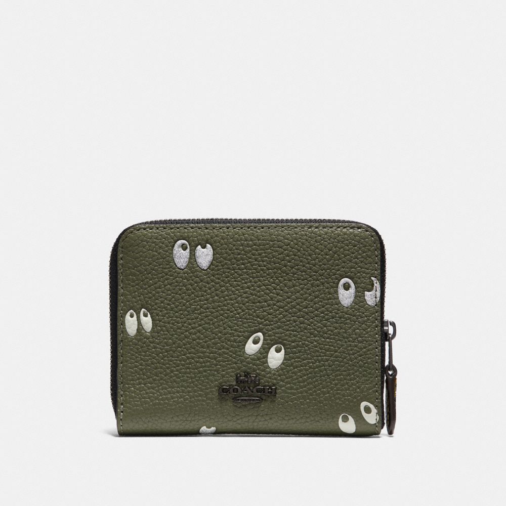 Disney X Coach Small Zip Around Wallet With Spooky Eyes Print COACH