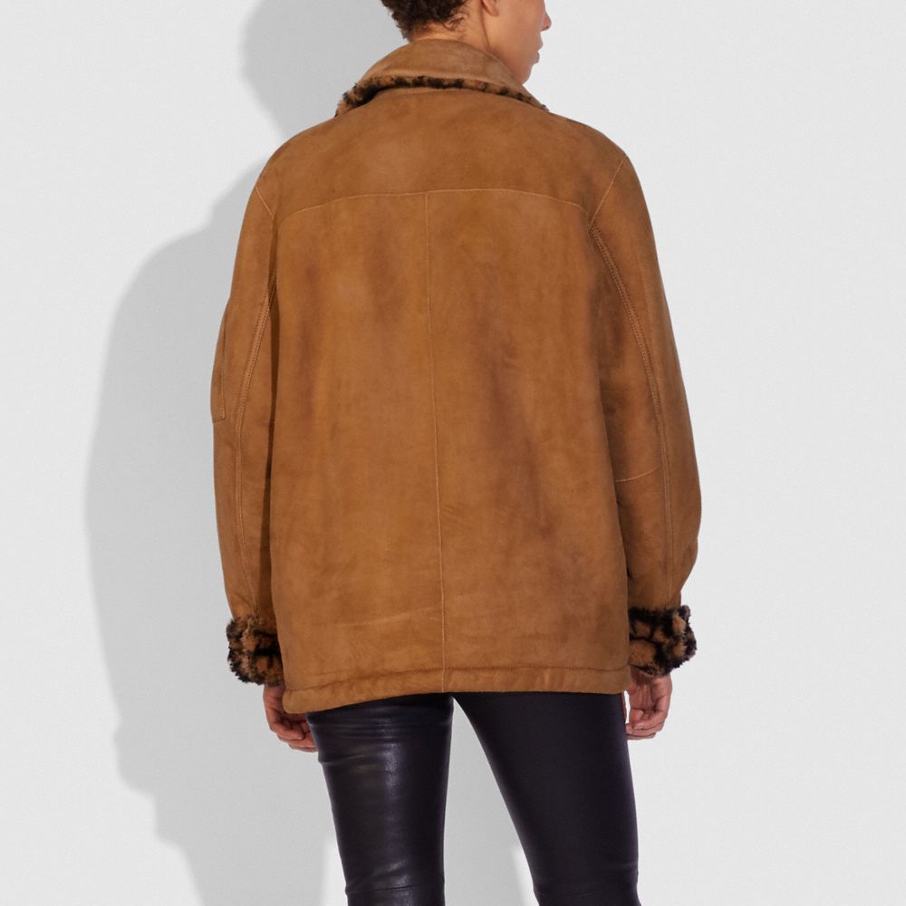 coach short shearling jacket