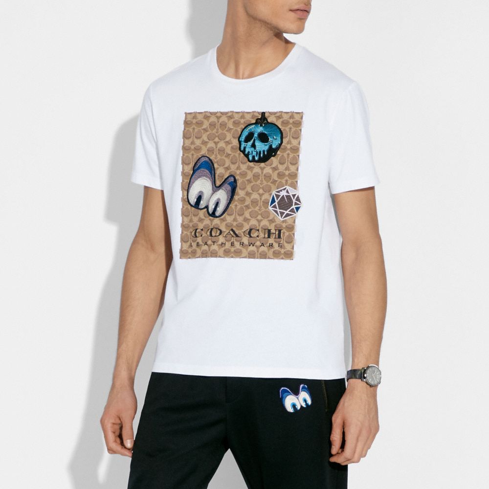 DISNEY X COACH SIGNATURE T-SHIRT WITH PATCHES - Alternate View 1