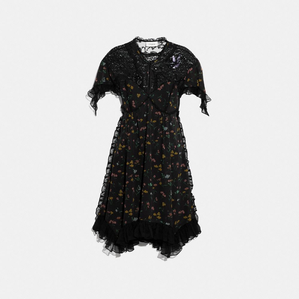 VESTIDO BABY DOLL CON ESTAMPADO DE FLORES DEL BOSQUE