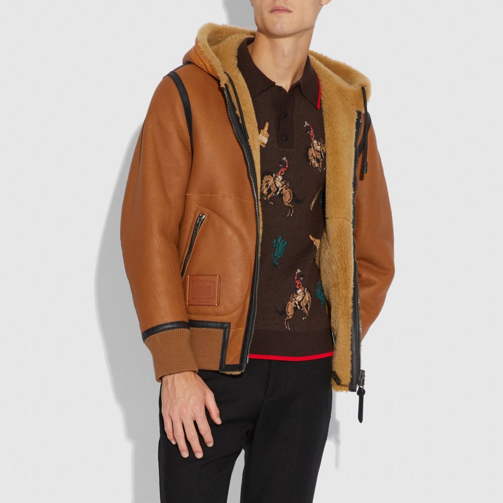 coach shearling hoodie