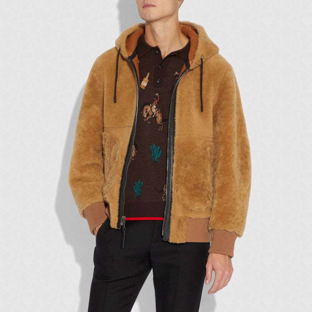 coach shearling hoodie