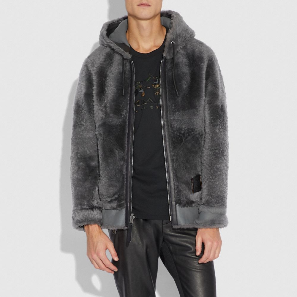 coach shearling hoodie