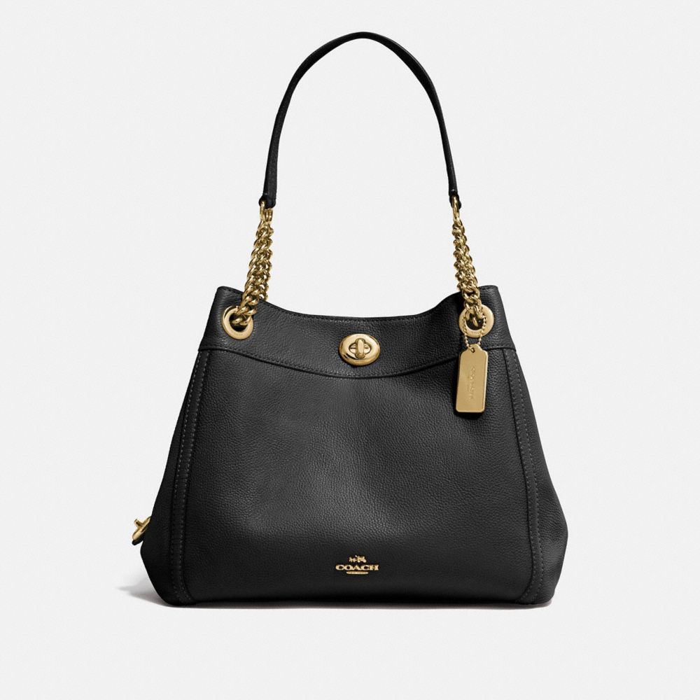 turnlock edie shoulder bag in pebble leather