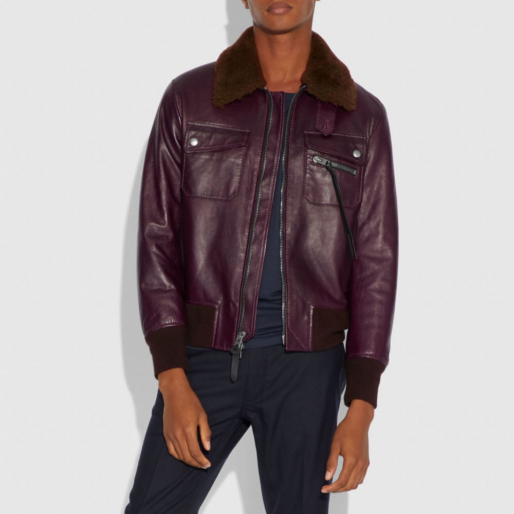 BOMBER WITH SHEARLING COLLAR