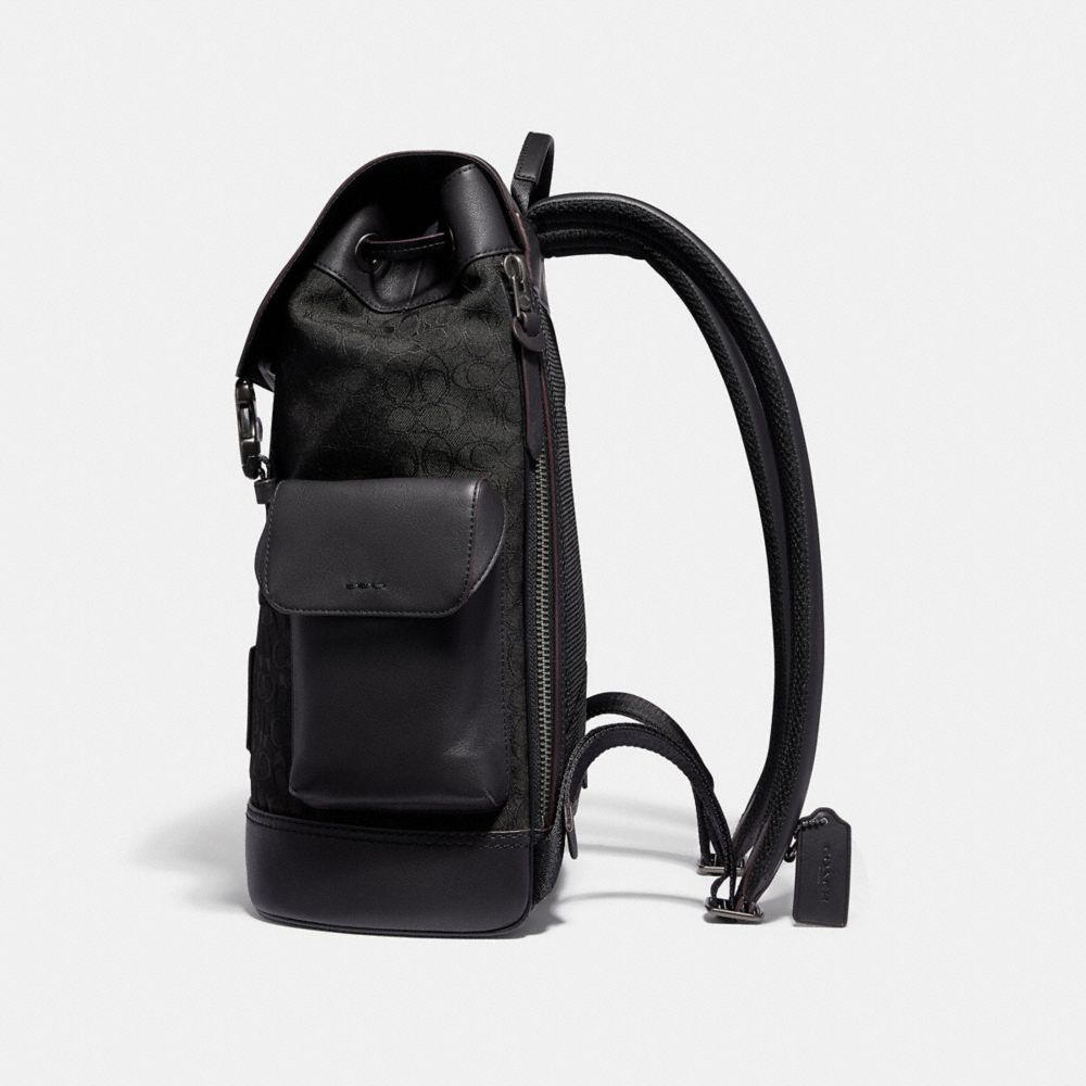 COACH®,RIVINGTON BACKPACK IN SIGNATURE JACQUARD,Mixed Material,Large,,Angle View