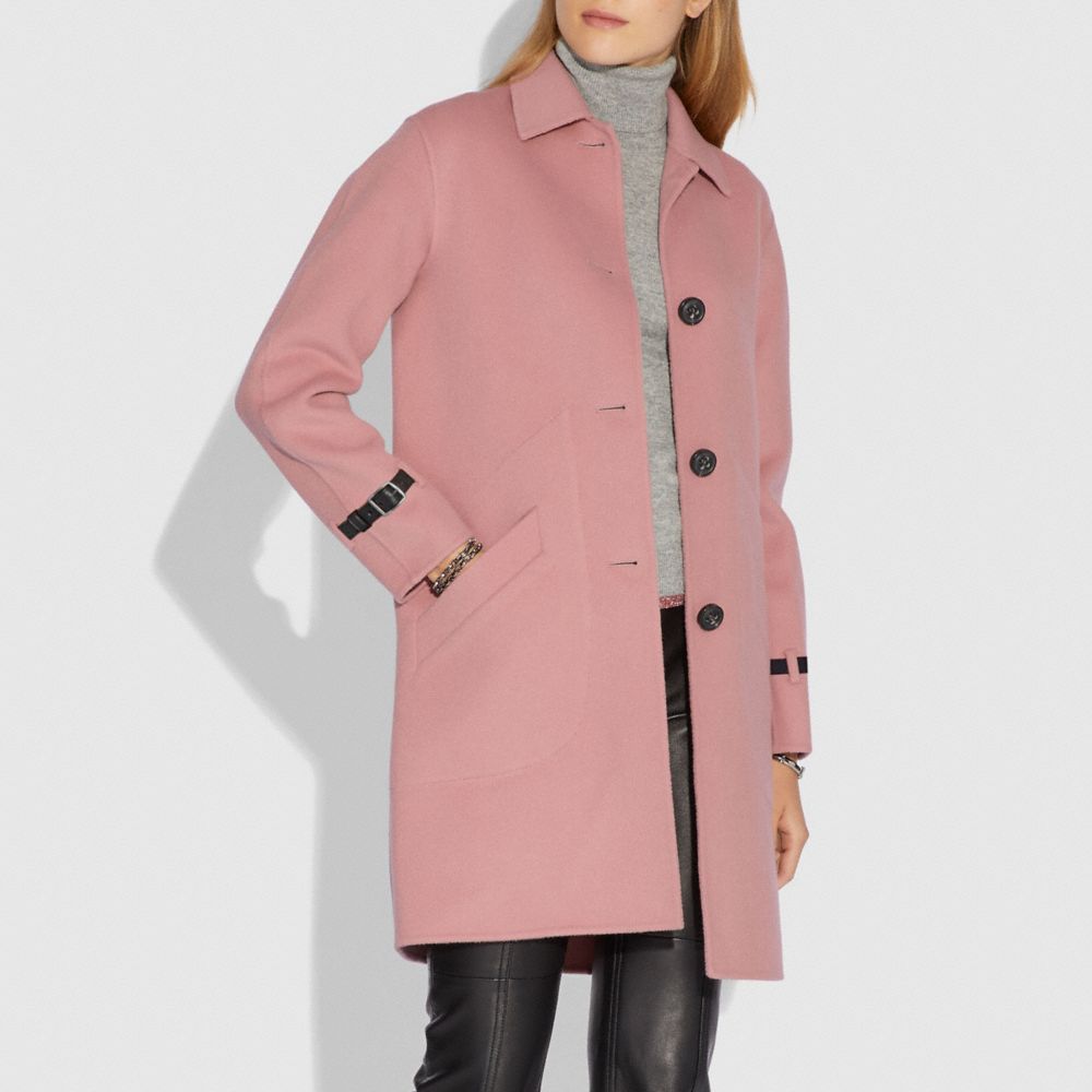 coach pink wool coat