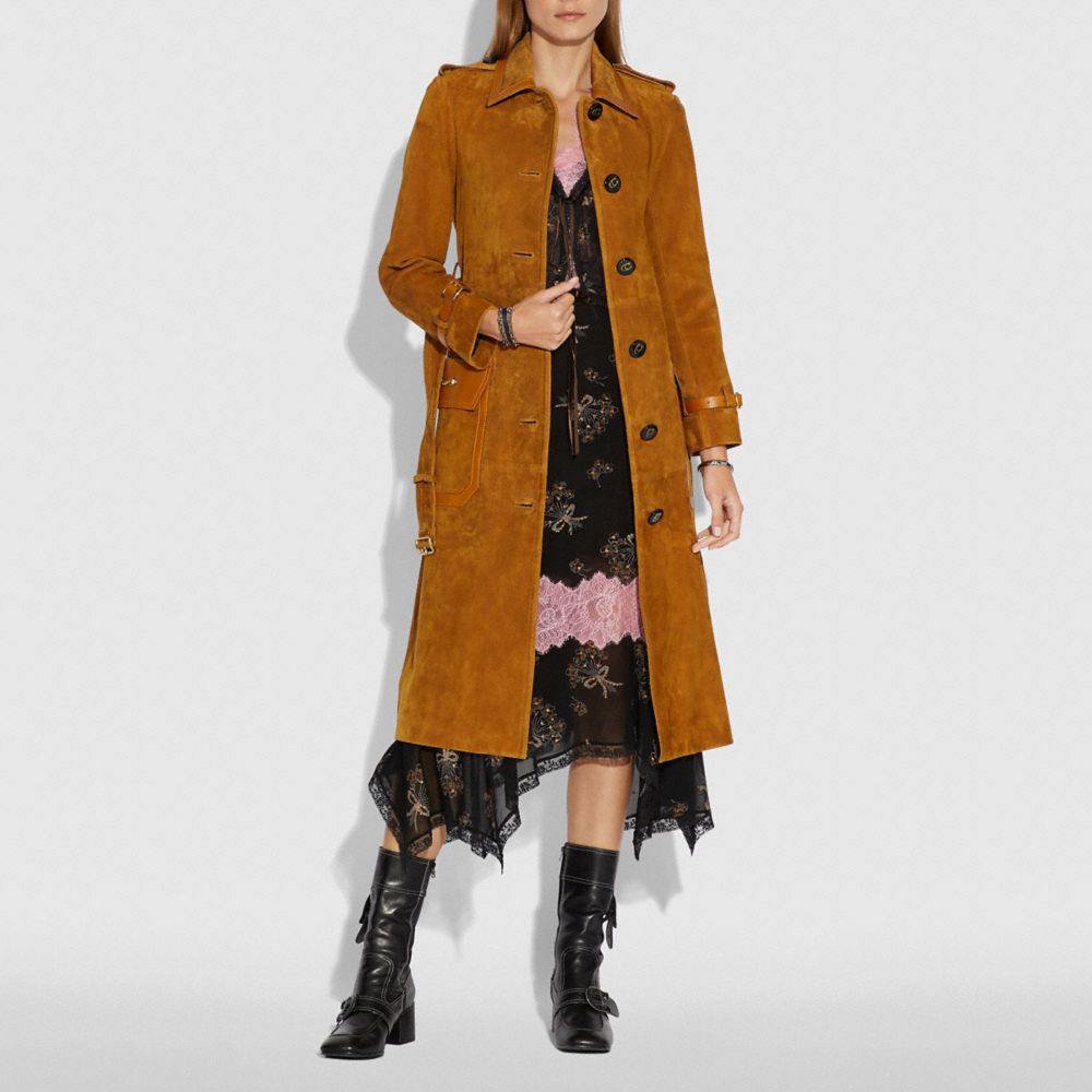 coach suede trench coat