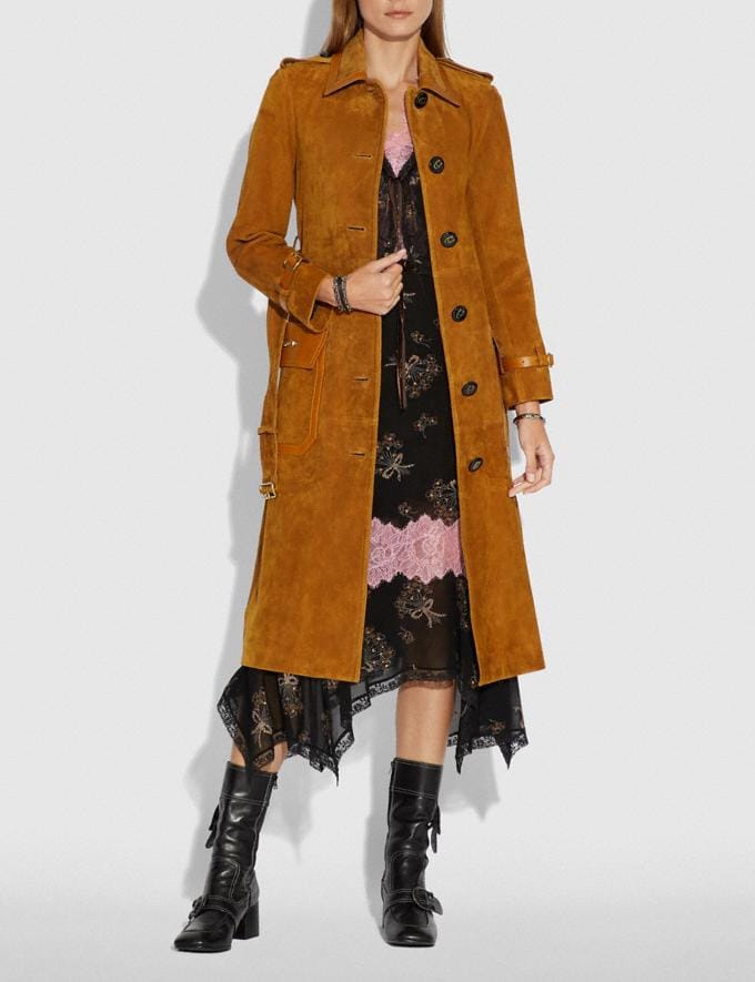 COACH: Western Suede Trench Coat