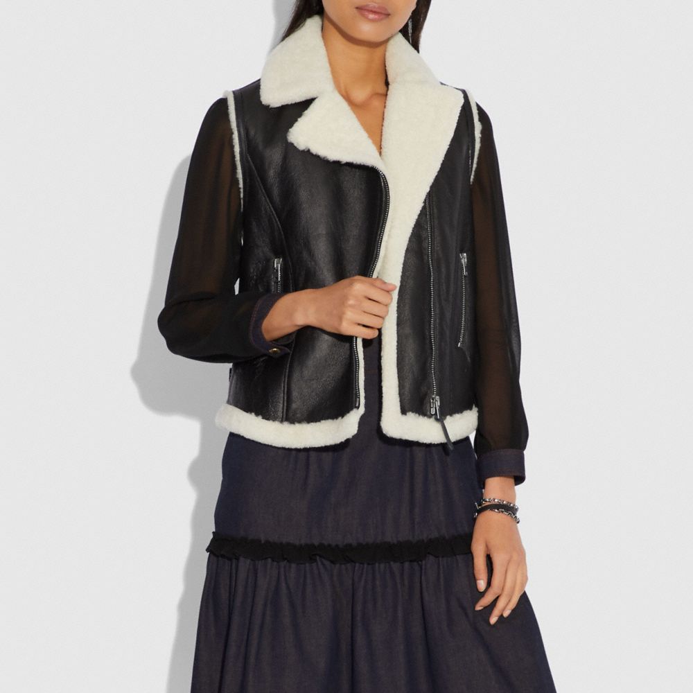 COACH: Shearling Moto Vest