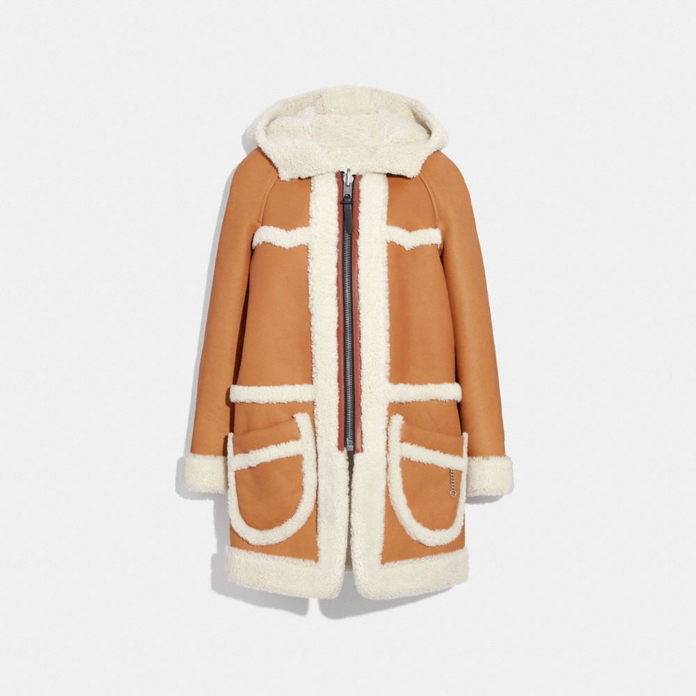 coach reversible shearling parka