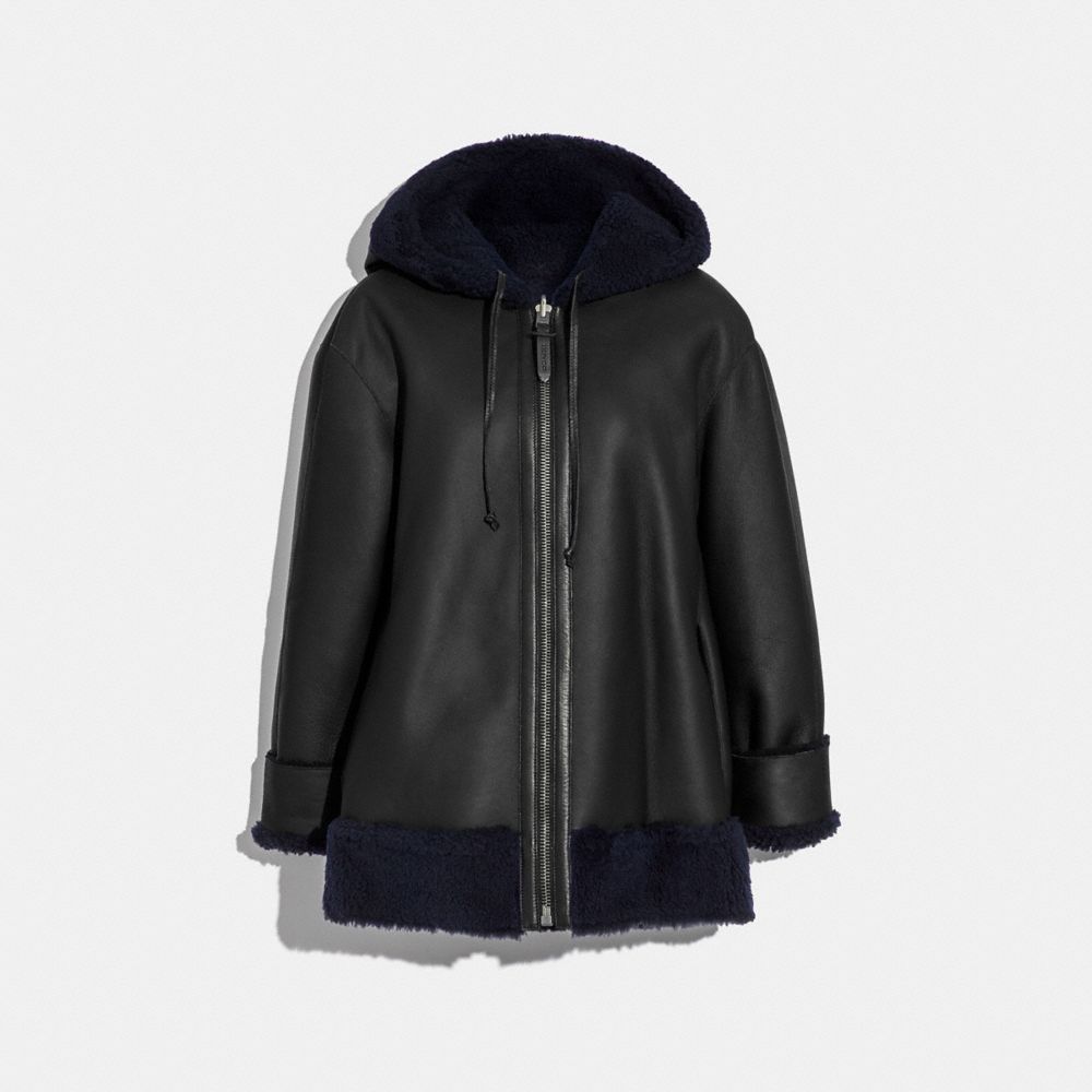 coach reversible shearling hoodie