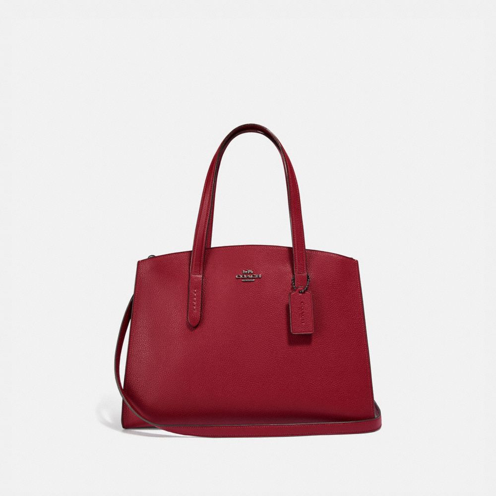 coach bag with red interior