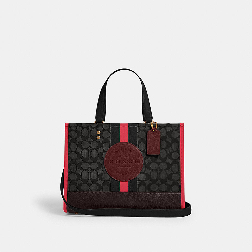 DEMPSEY CARRYALL IN SIGNATURE JACQUARD WITH STRIPE AND COACH PATCH ...